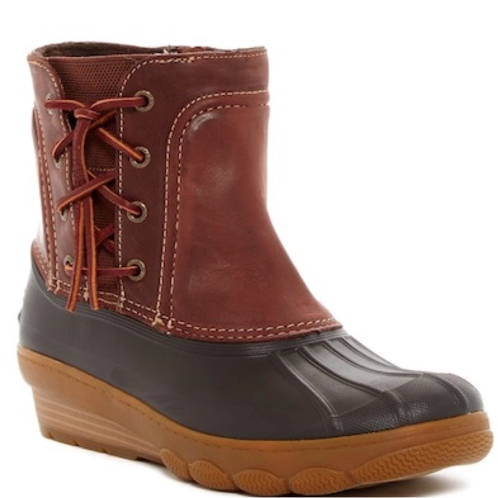 Sperry Women's Rust and Brown Saltwater Wedge Duck Boots